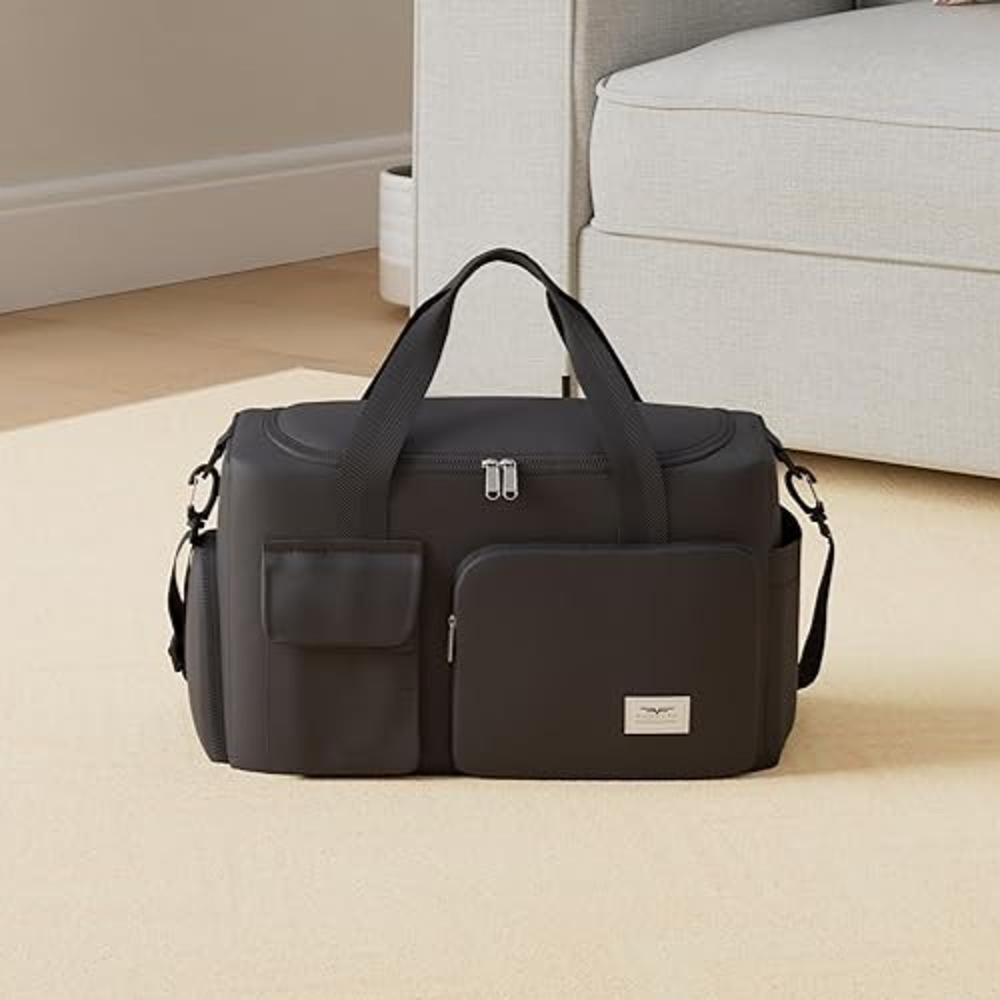 NwoT. FIORETTO Women's Duffle Bag w/ Shoes Compartment, 30L Capacity. Black